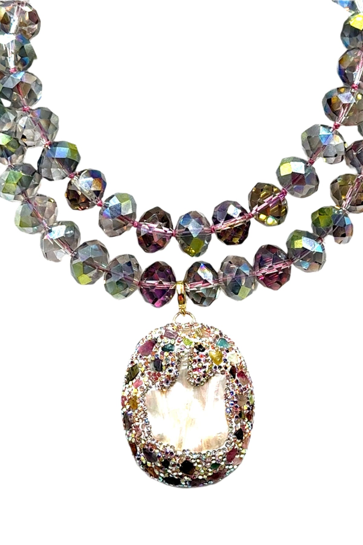 Clip on Gemstone Sterling Silver Pendant