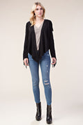 Black Suede Fringe Lace-Up Jacket