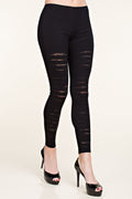 Black Laser Cut Lace Lined Ankle Leggings