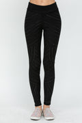 Black Full Length Knit Rhinestone Leggings