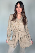 Blue B Camel Tencel Embroidered Studded Tunic