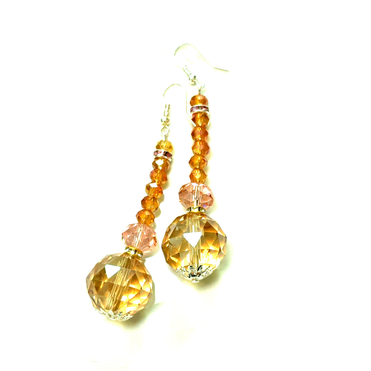 Beige & Pink Crystal Drop Earring