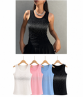 Blue Crystal Studded Tank Top