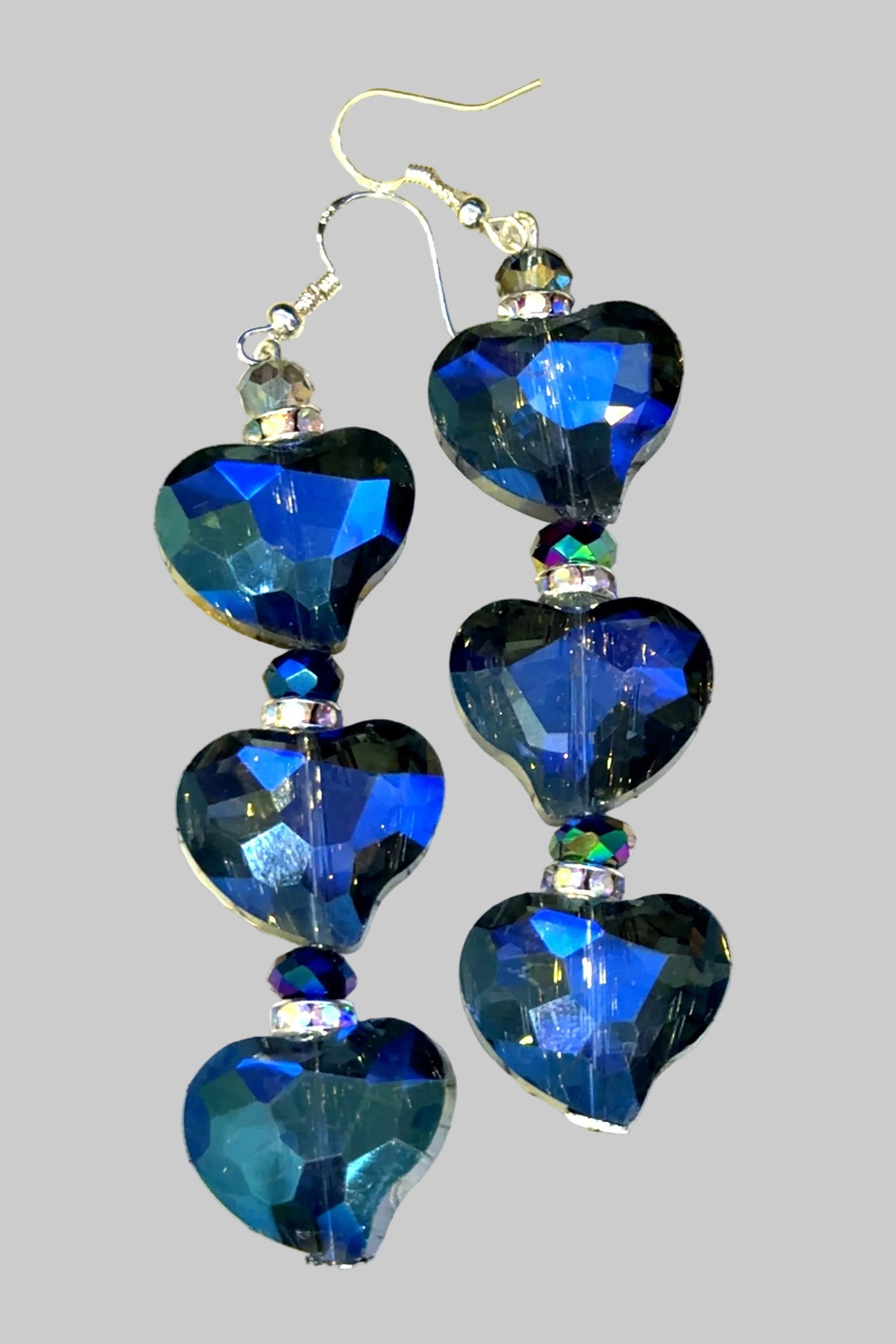 Blue Colorized Heart Drop Earring