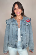 Blue B Ruffled Collar Denim Jacket