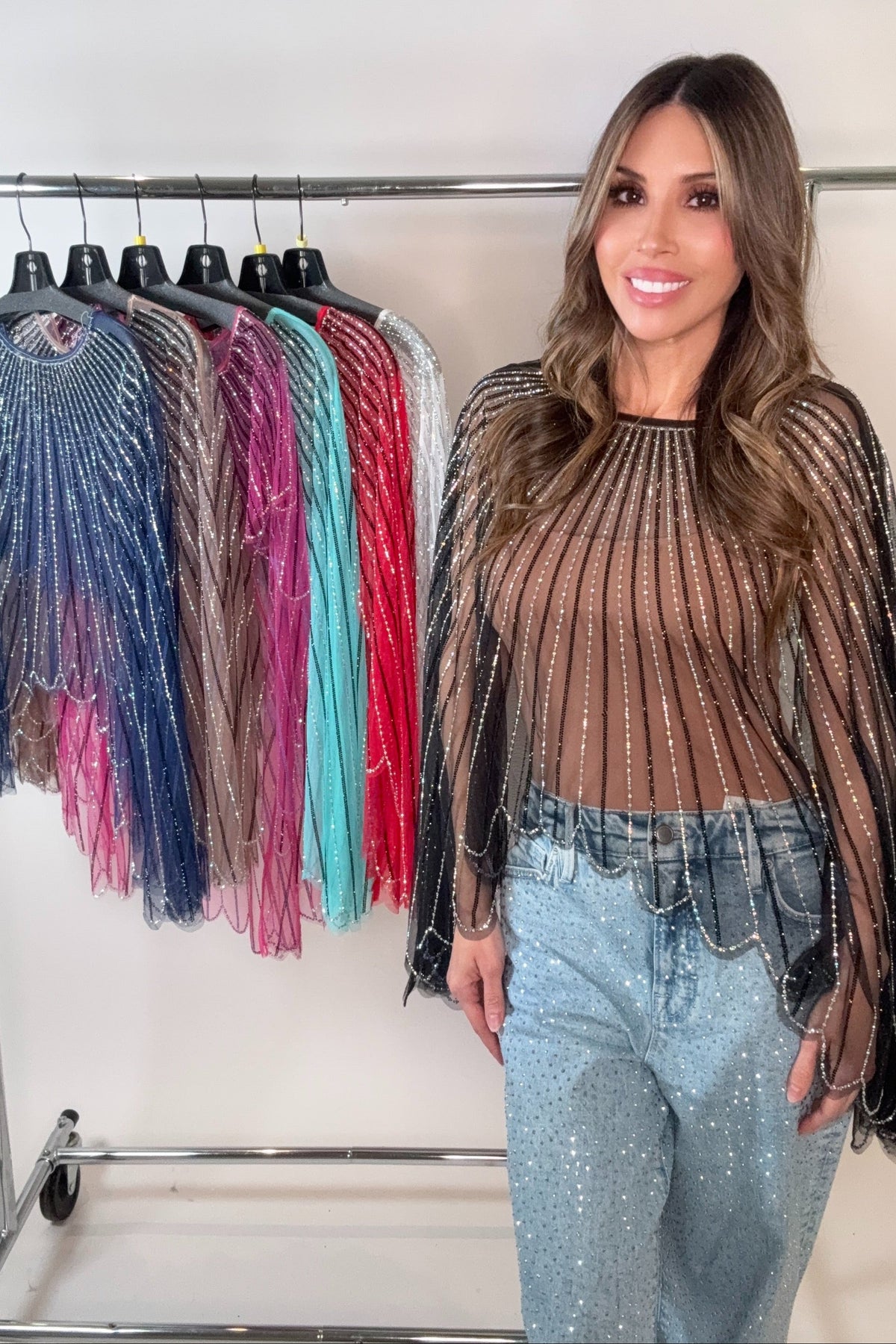 Crystal Rhinestone Embellished Top