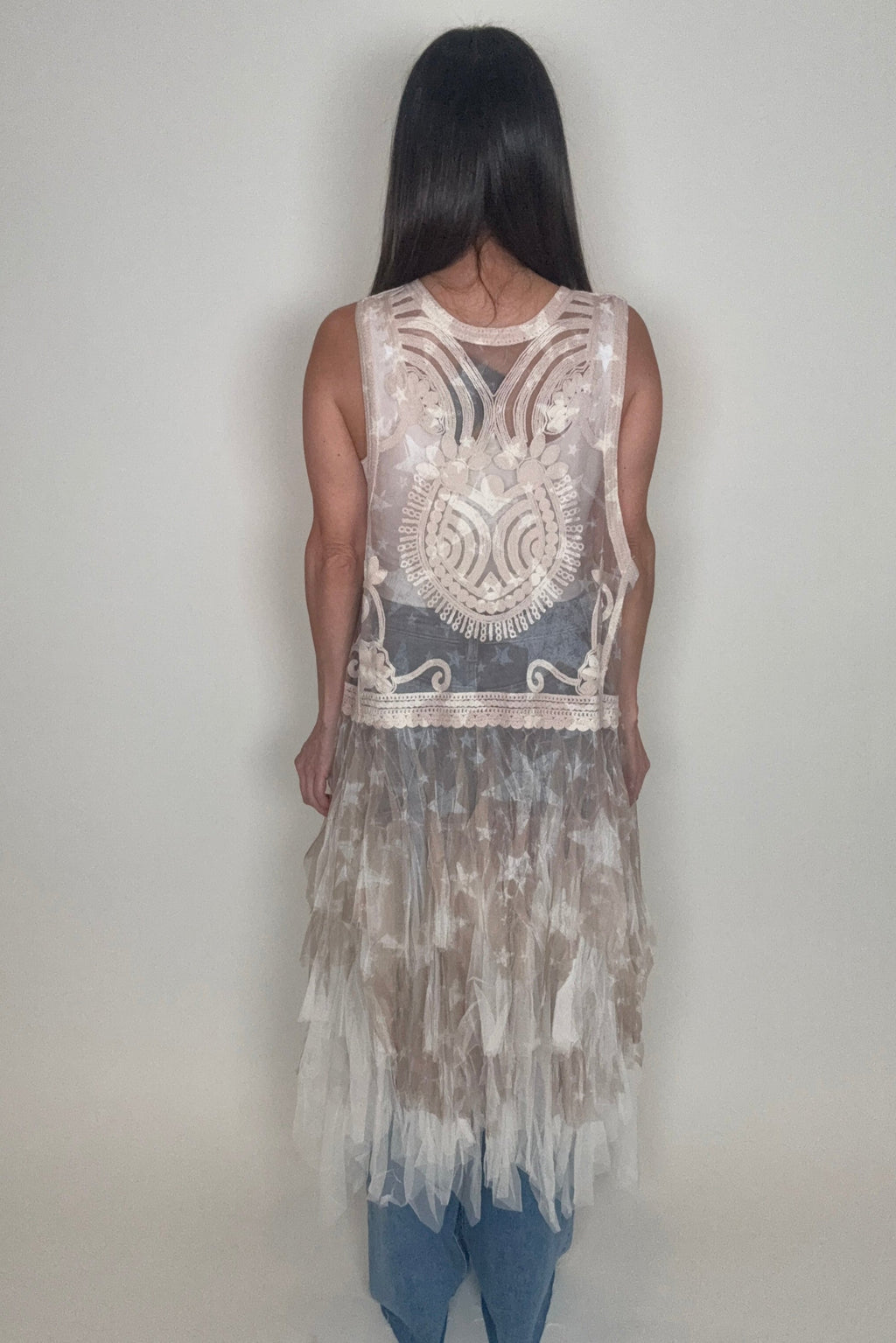 Crochet Mesh Layered Star Vest
