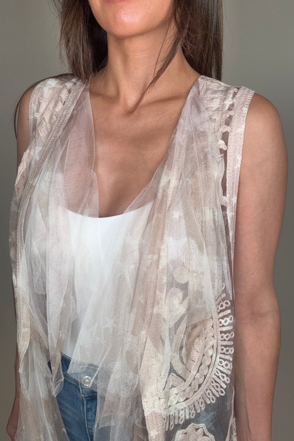 Crochet Mesh Layered Star Vest