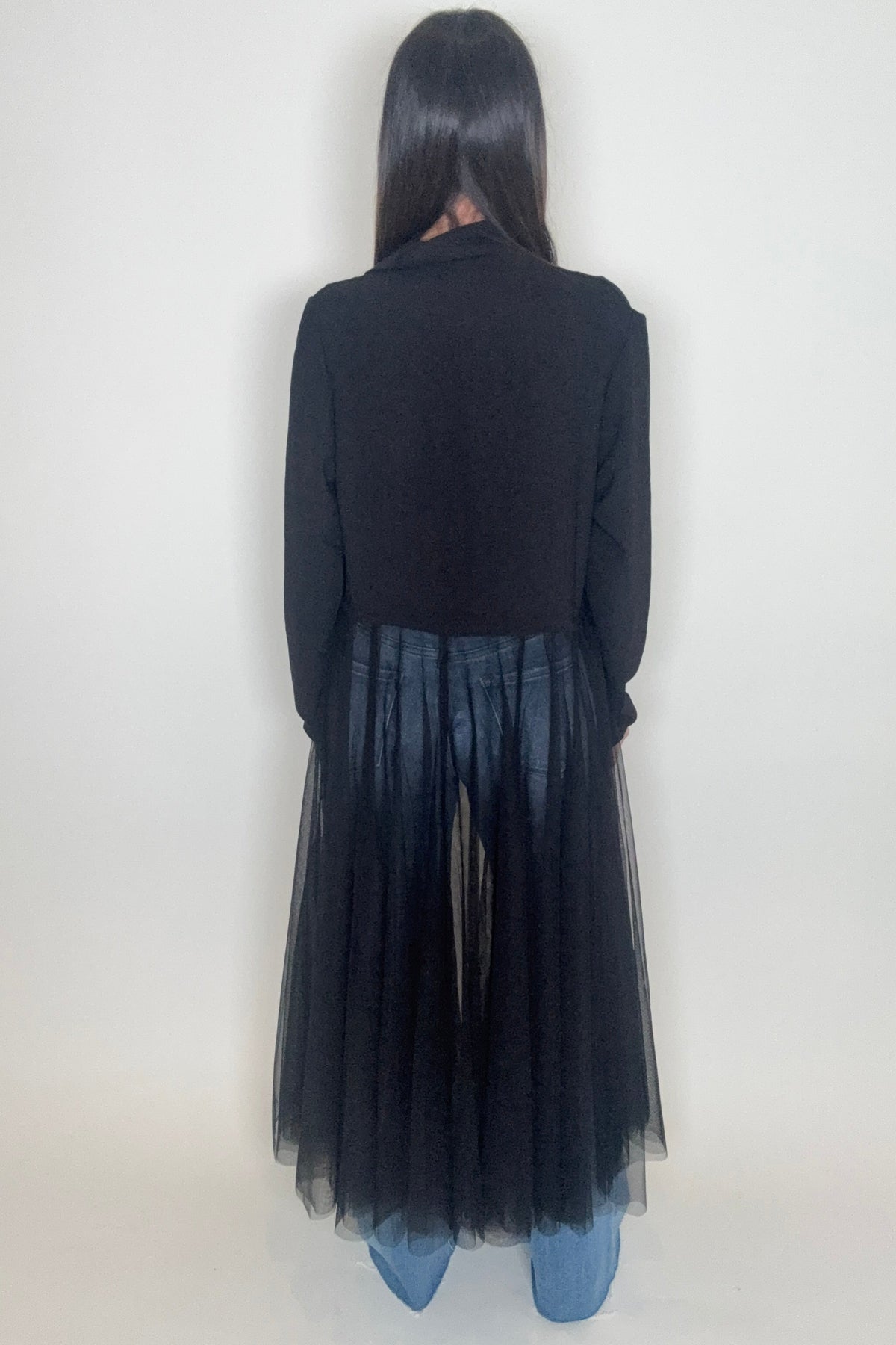 Black Mesh Cardigan Blazer