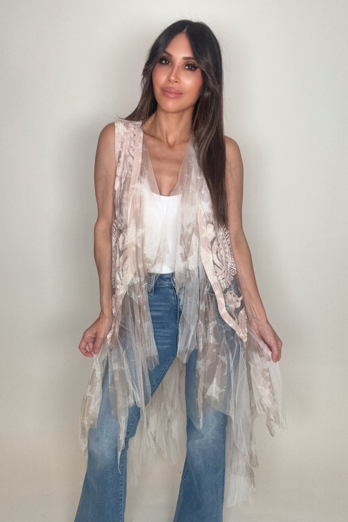 Crochet Mesh Layered Star Vest