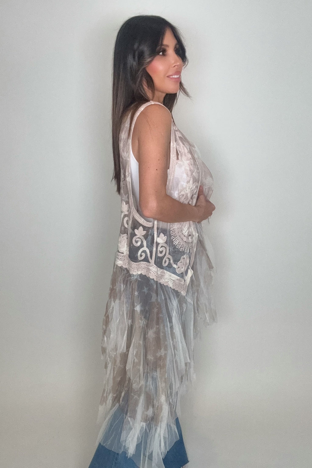 Crochet Mesh Layered Star Vest