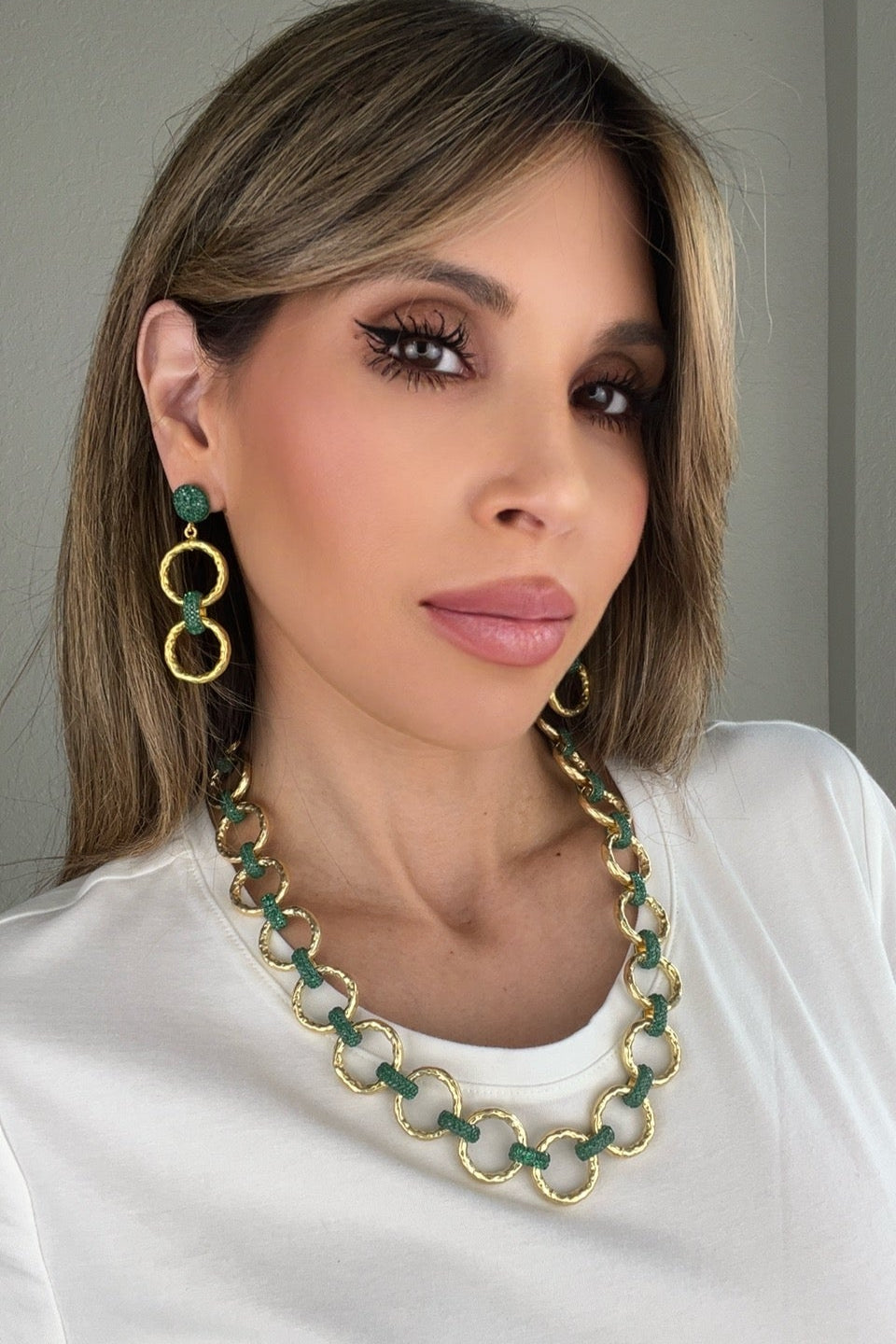 Chainlink Crystal Dangle Earrings