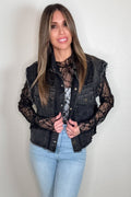 Black Denim Lace Vest