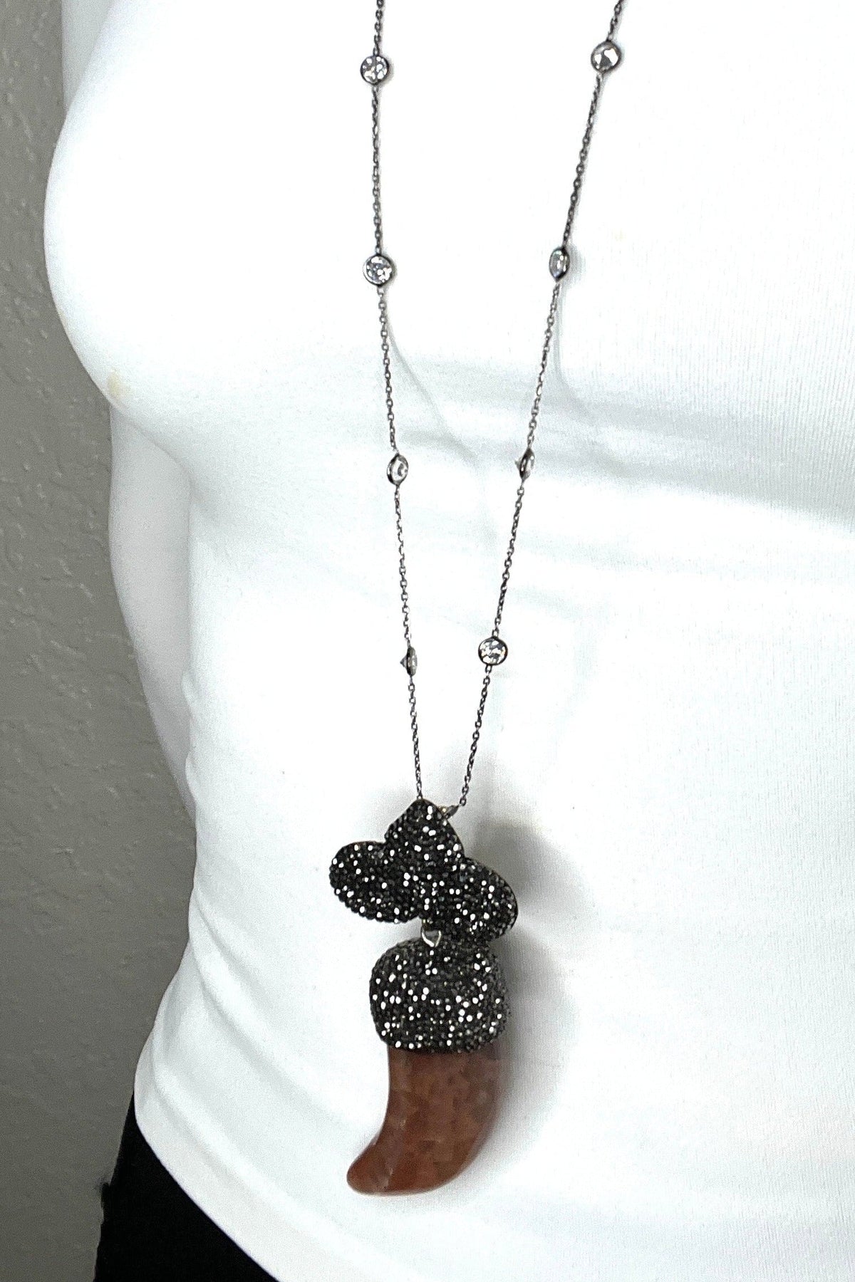 Amber Horn Crystal Pendant