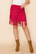 Brick Studded Fringe Suede Skirt