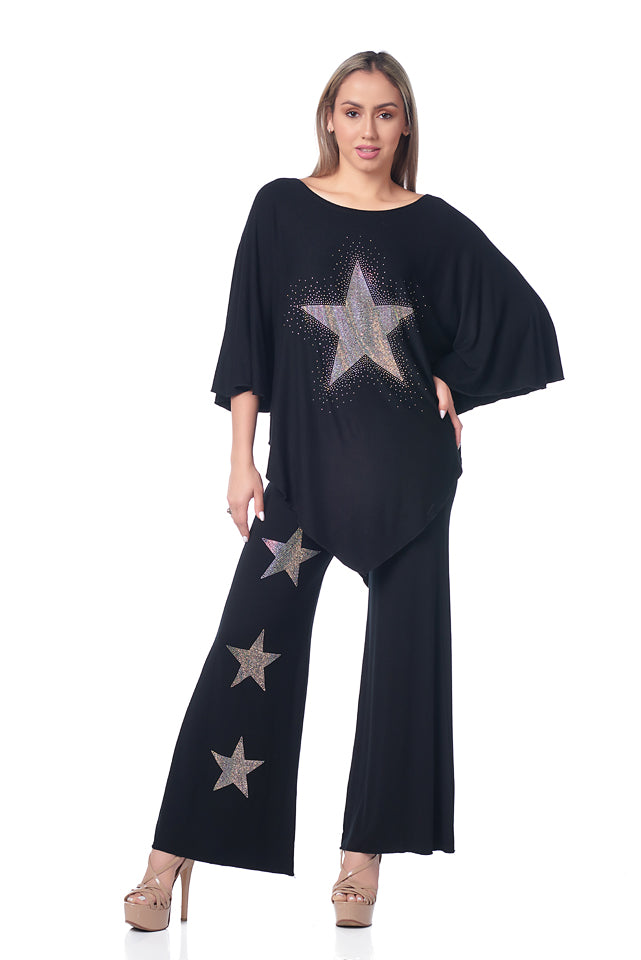 Black Rhinestone Star Tunic