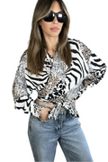 Animal Print Wrap Top