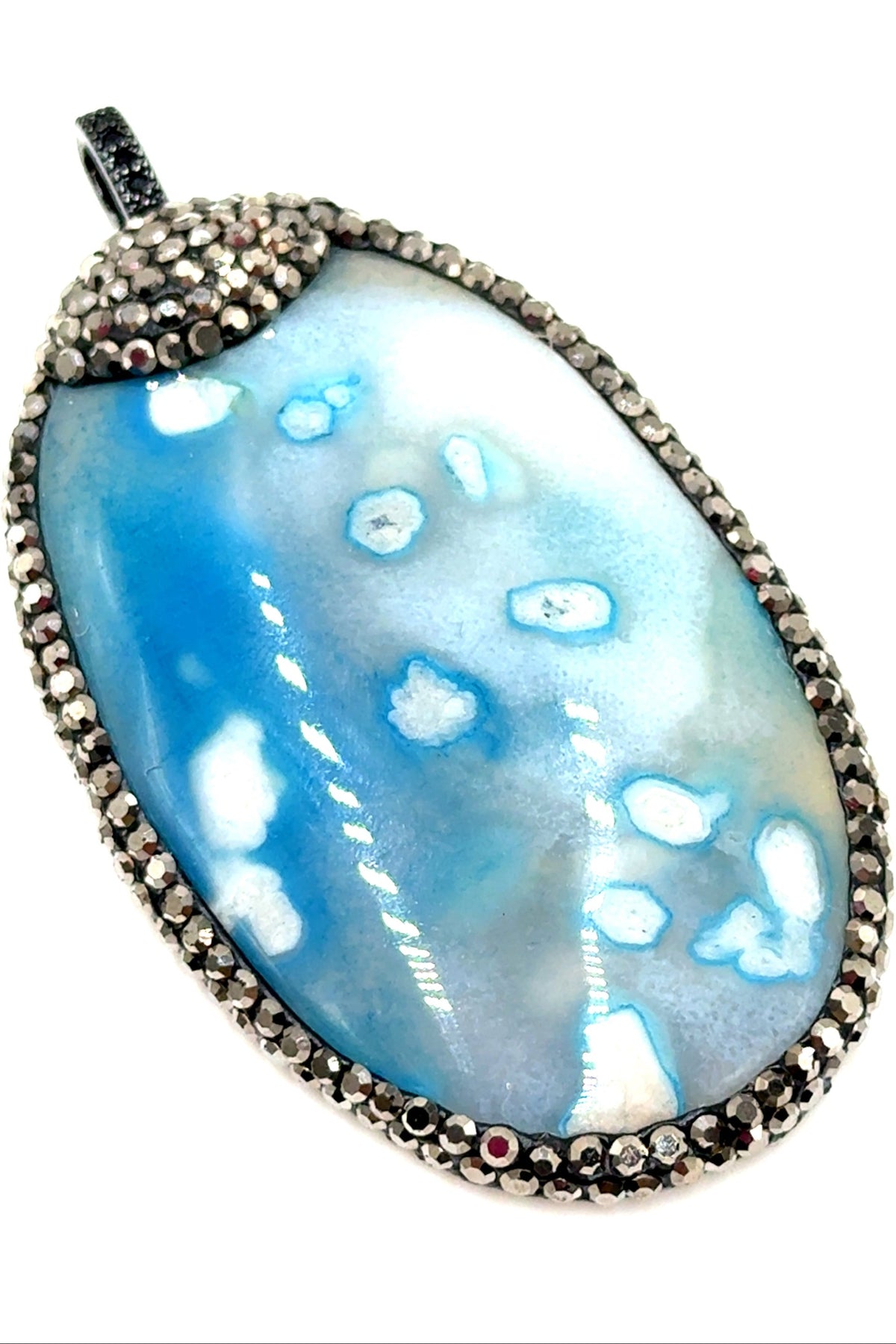 Clip on Gemstone Sterling Silver Pendant