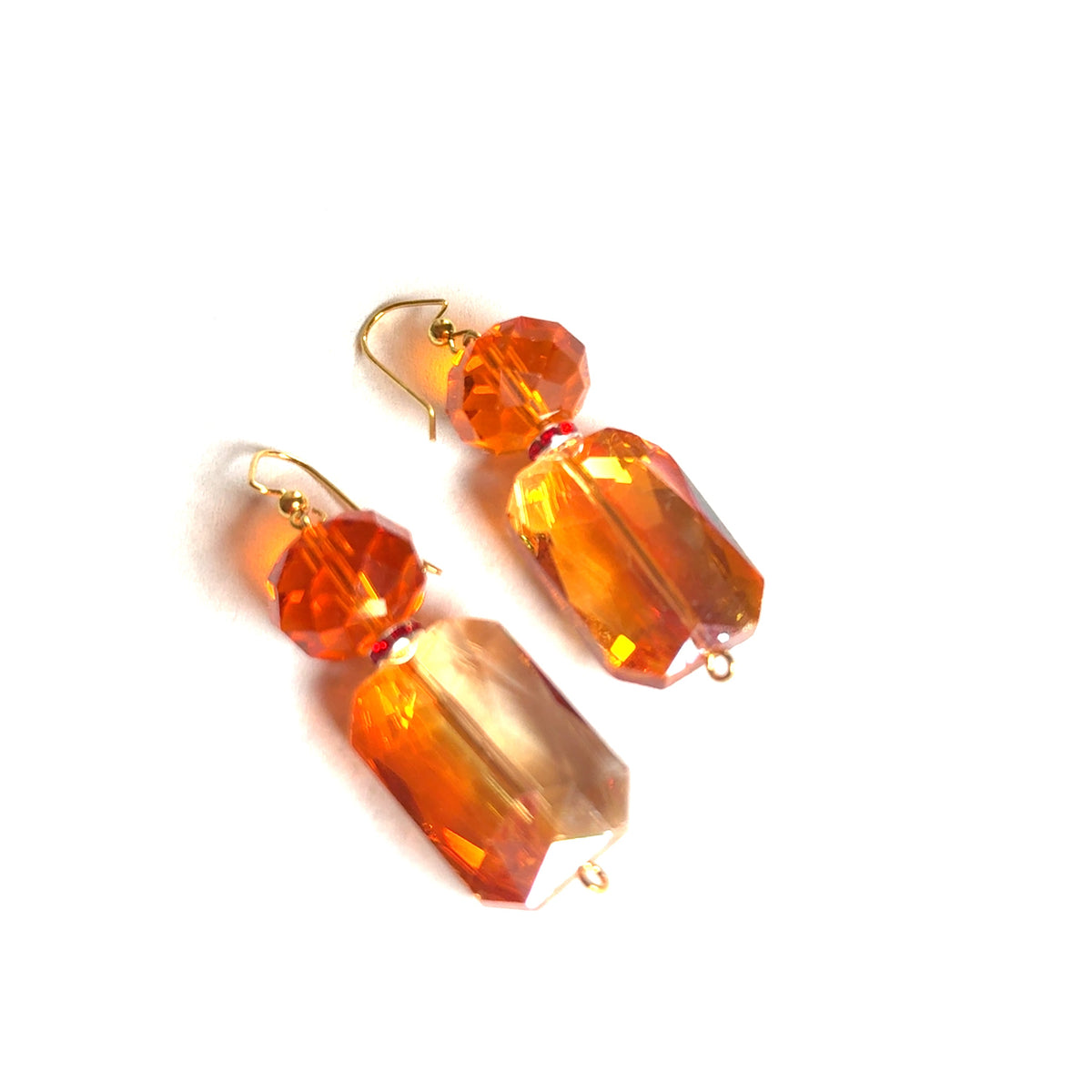 Amber Orange Crystal Dangle Earring