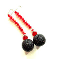 Burgundy Red Gumball Crystal Long Earring