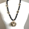 Black Gemstone Long Crystal Beaded Necklace