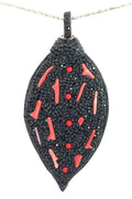 Black & Red Gemstone & Leather Pendant