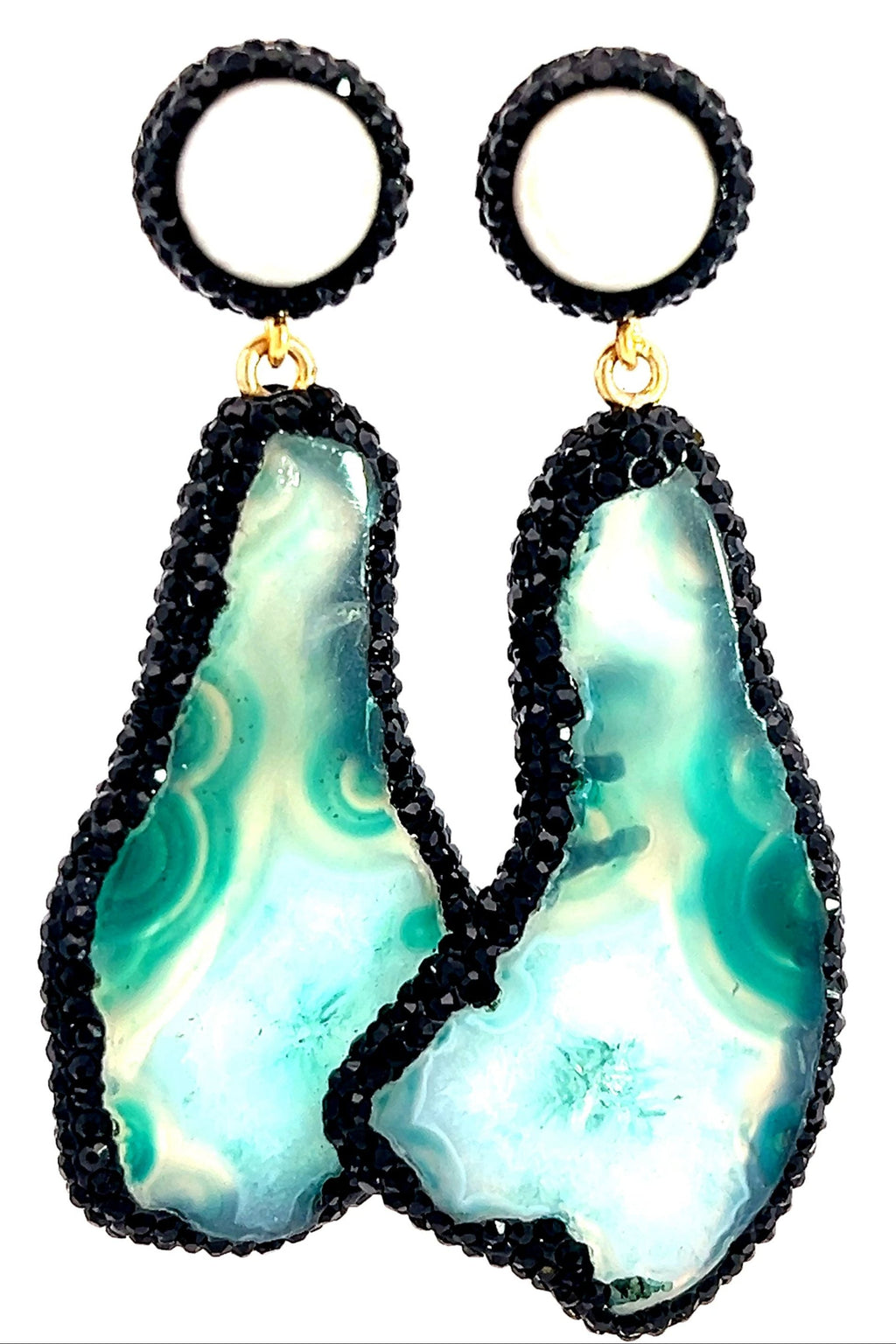 Aqua Agate & Pearl Sterling Silver Gemstone Earring