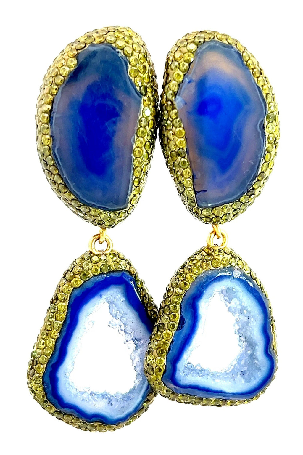Blue Hues Double Agate Sterling Silver Gemstone Earring