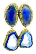 Blue Hues Double Agate Sterling Silver Gemstone Earring