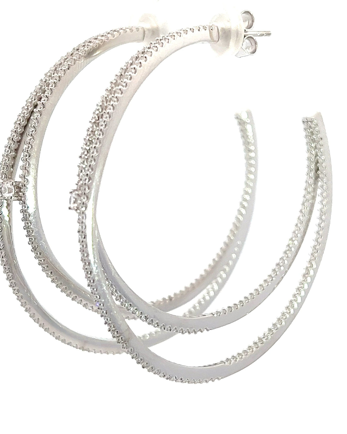 Crystal CZ Sterling Silver Double Hoop Earring