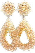 Champagne Crystal Teardrop Statement Clip On Earring
