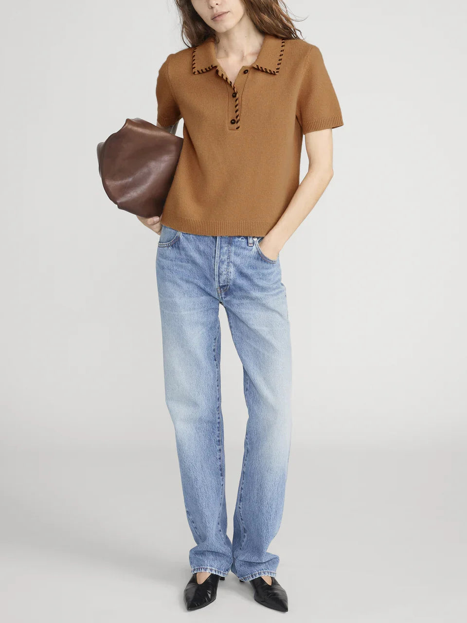 FRAME The Leather Stitch Polo