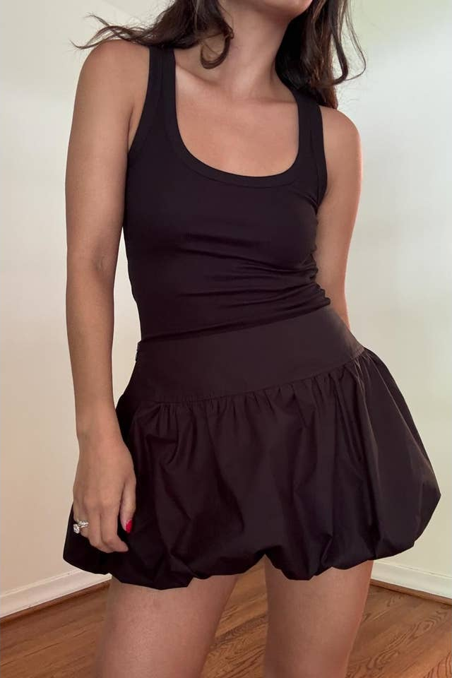 Black Puffball Mini Skirt