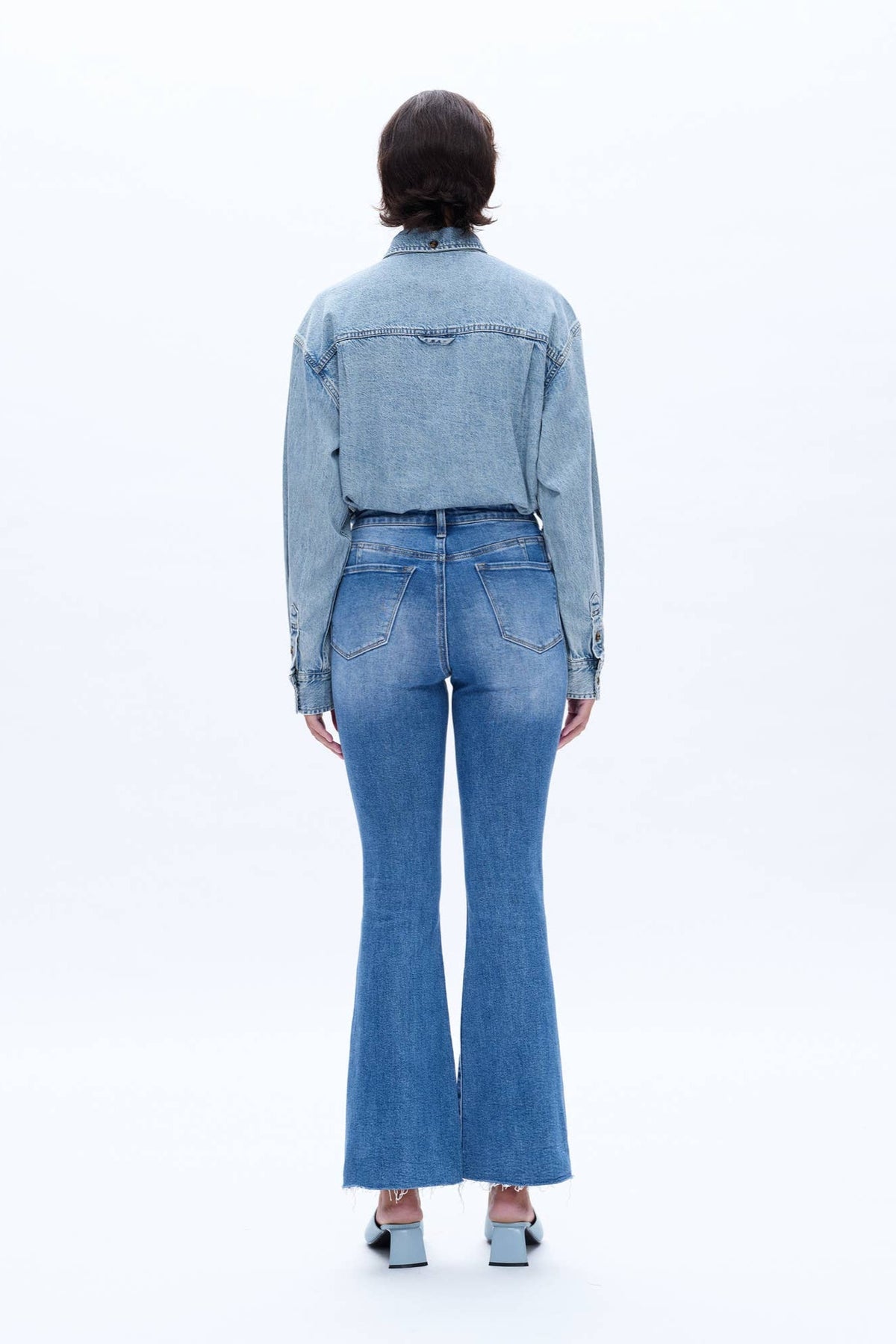 Bayeas High Rise Flare with Raw Hem