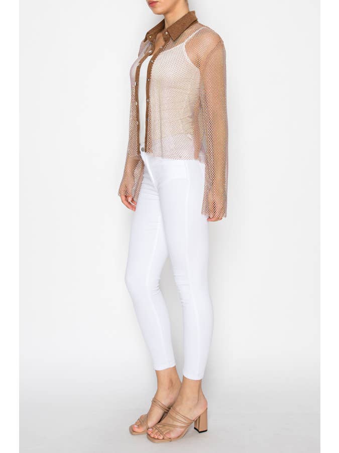 Brown Sparkly Mesh Jacket