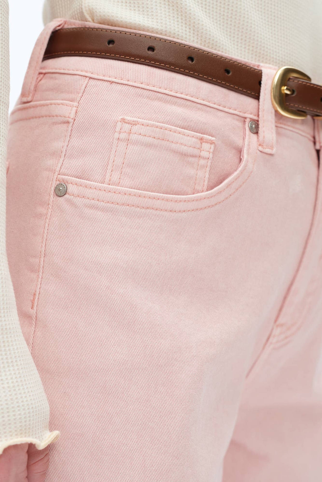 Bayeas Mid Rise Pink Barrel Jeans