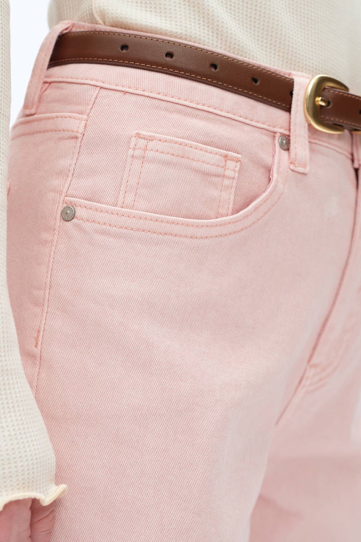 Bayeas Mid Rise Pink Barrel Jeans