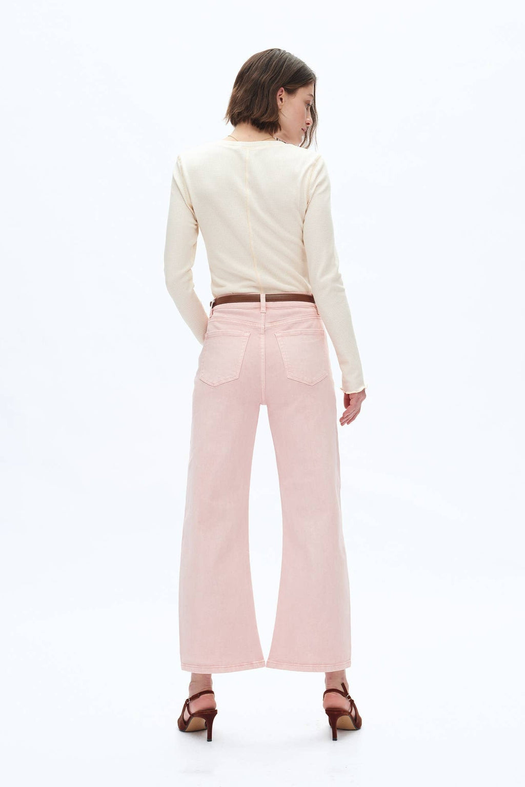 Bayeas Mid Rise Pink Barrel Jeans