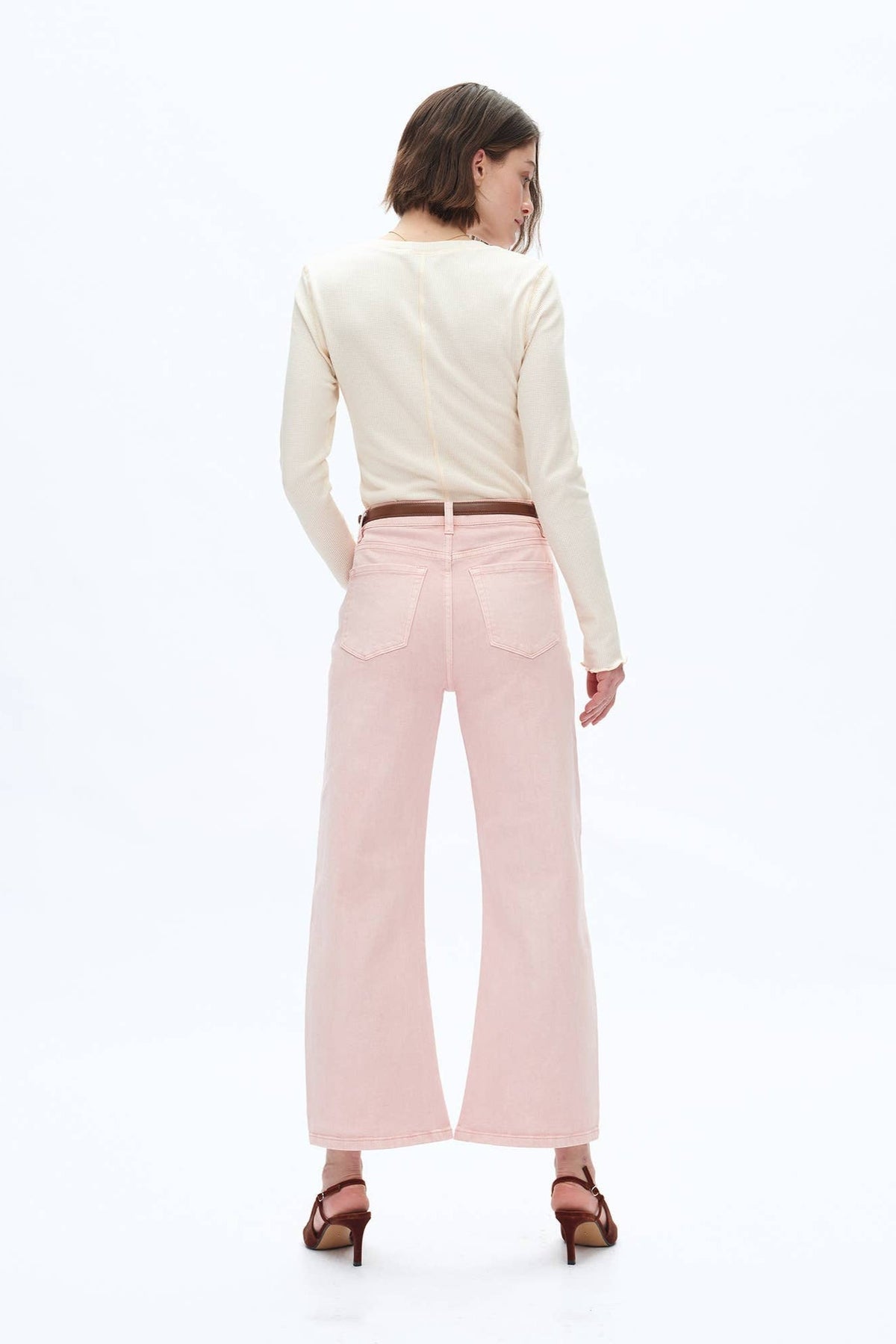 Bayeas Mid Rise Pink Barrel Jeans