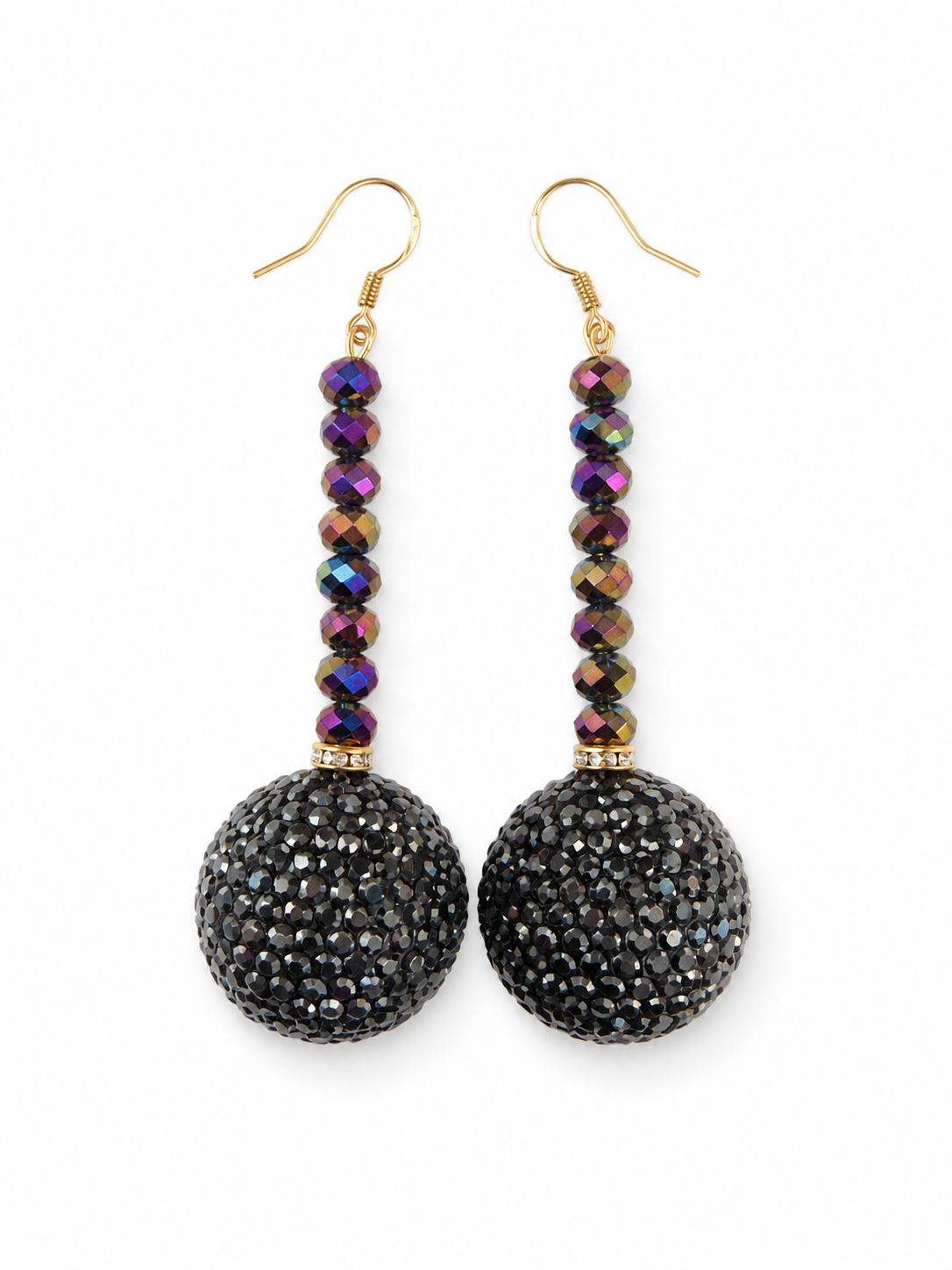 Black Crystal Ball Drop Earrings