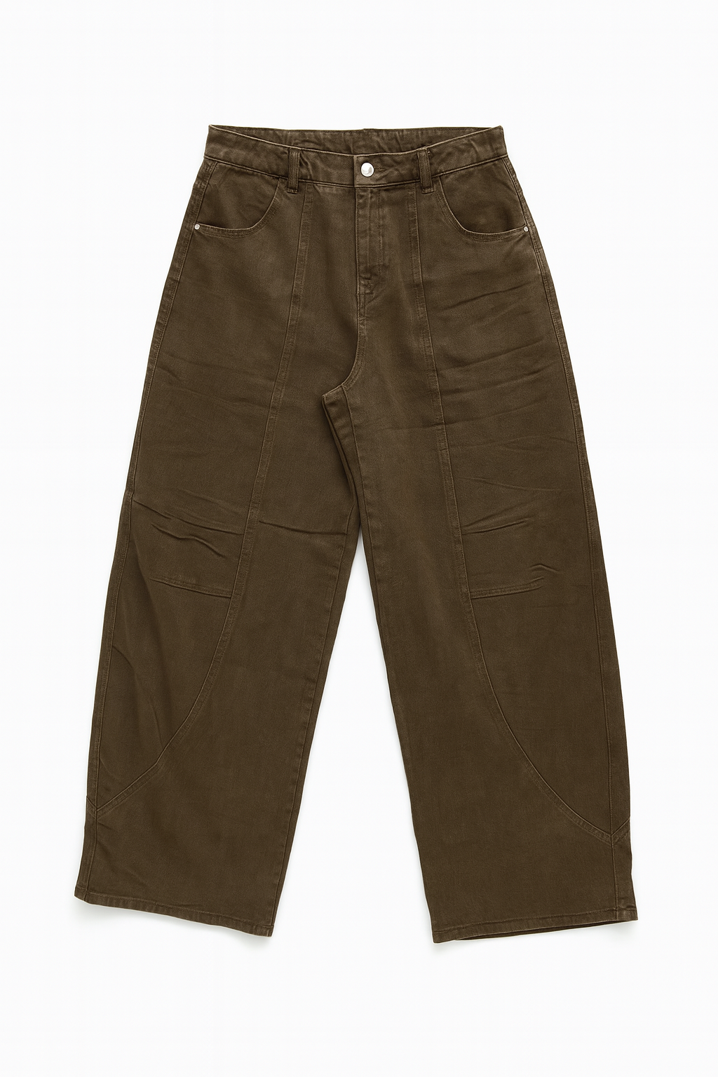 Brown Wide Leg Utility Pants
