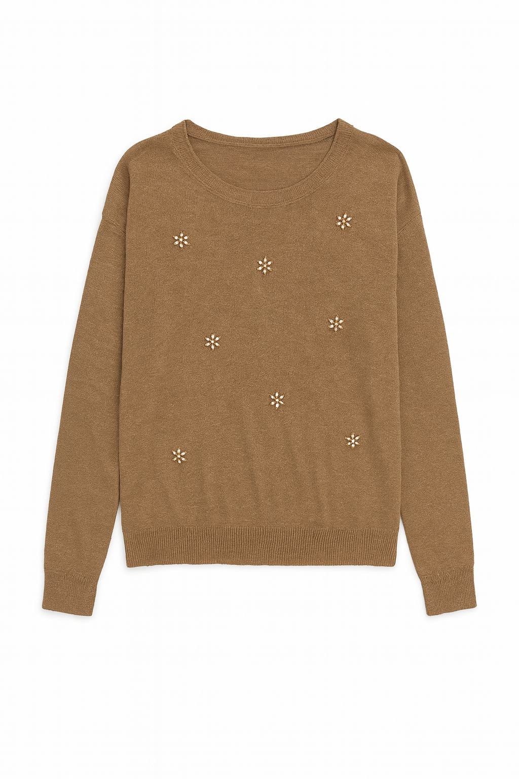 Bronze Embellished Long Sleeve Top
