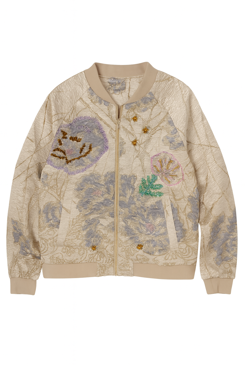 Champagne Embroidered Bomber Jacket