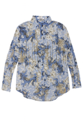 Blue Paisley Floral Print Long Sleeve Top
