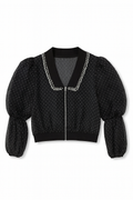 Black Embellished Sheer Sleeve Jacket
