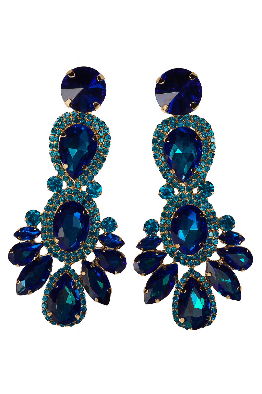 Blue Crystal Statement Earrings