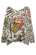 Black Leopard Kiss Graphic Knit Top