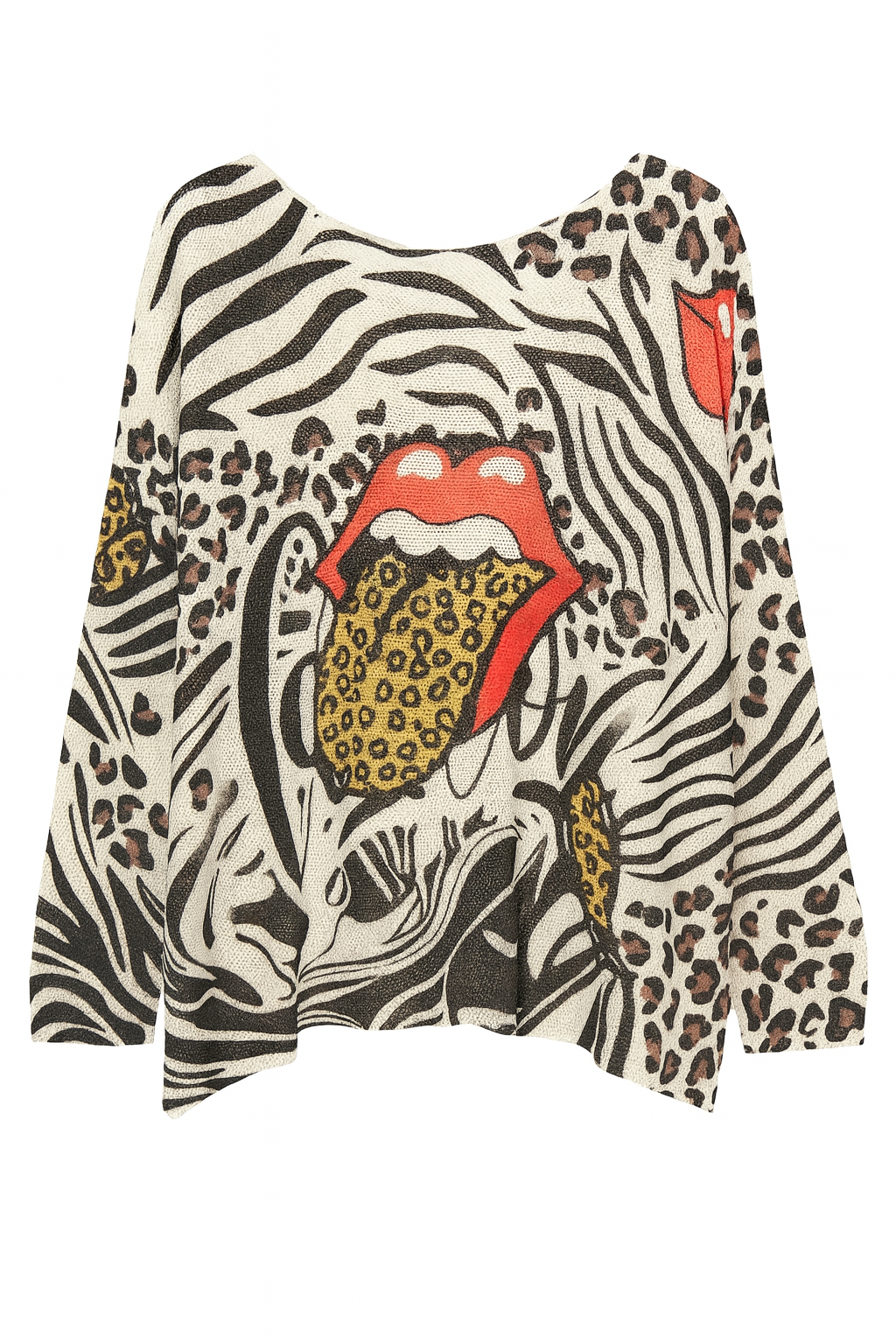 Black Leopard Kiss Graphic Knit Top