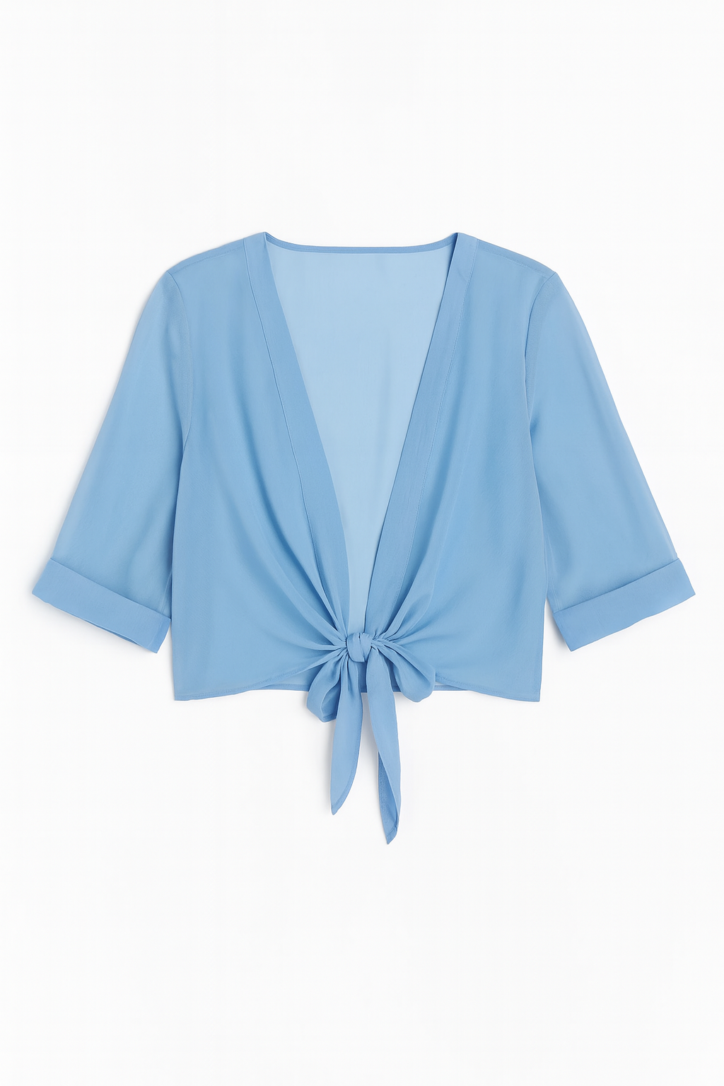 Blue Sheer Tie Front Top
