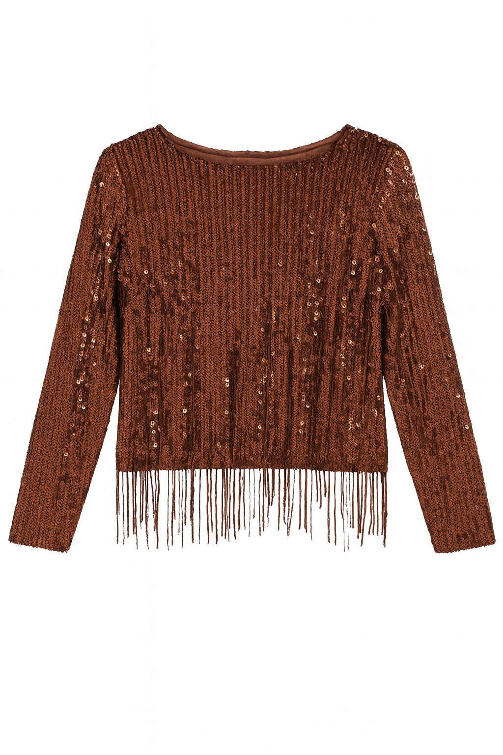 Bronze Sequin Fringe Embellished Top